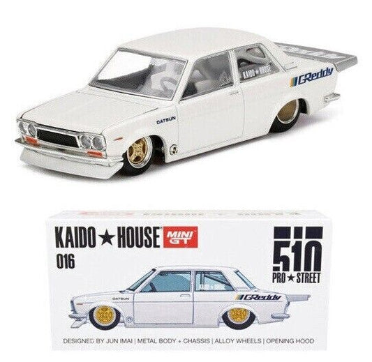 DATSUN 510 PRO STREET WHITE KHMG016 KAIDO HOUSE MINI GT