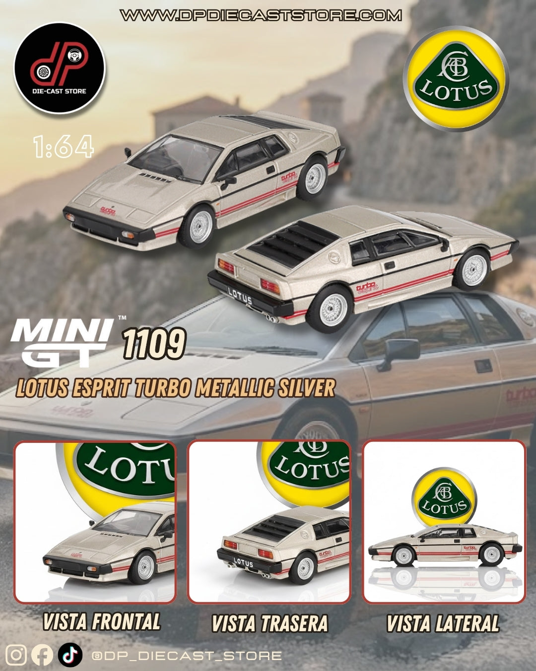 MGT01109 LOTUS ESPRIT TURBO METALLIC SILVER