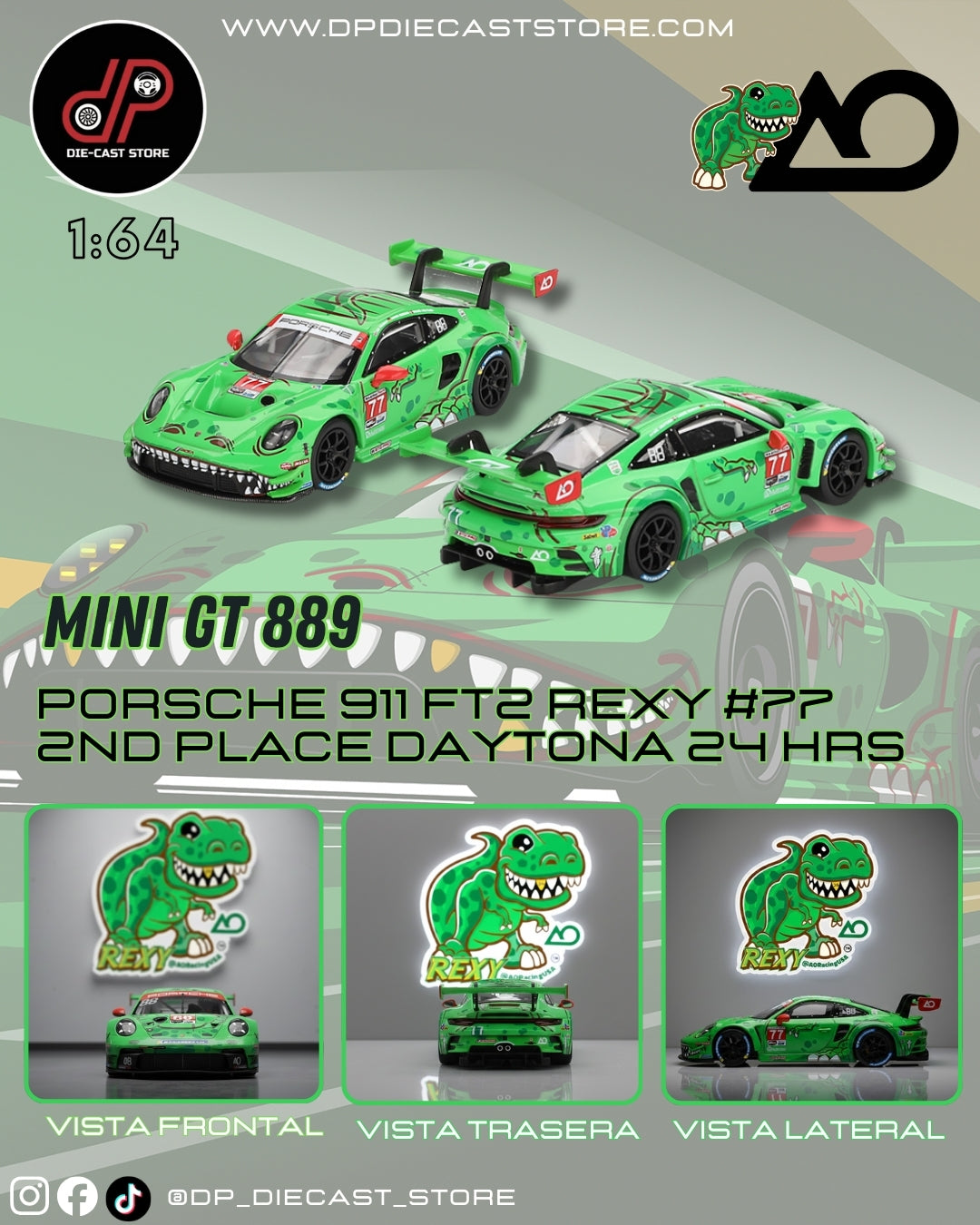 MGT00889 PORSCHE 911 GT3 R #77 AO RACING 2024 IMSA DAYTONA 24 HRS GTD PRO 2ND PLACE
