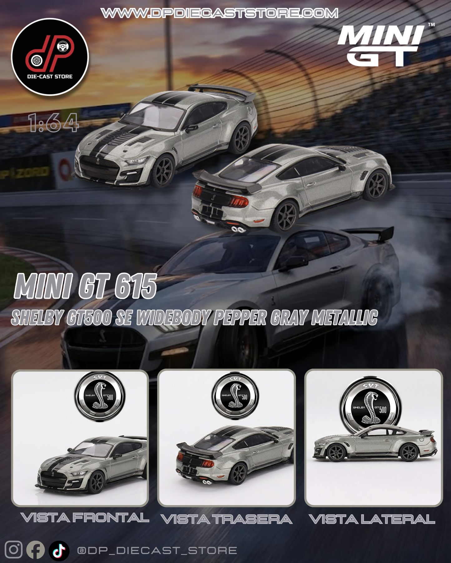 MGT00615 Shelby GT500 SE Widebody Pepper Gray Metallic MINI GT