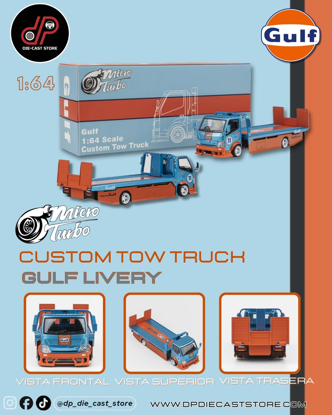 MICRO TURBO 1/64 CUSTOM TOW TRUCK GULF
