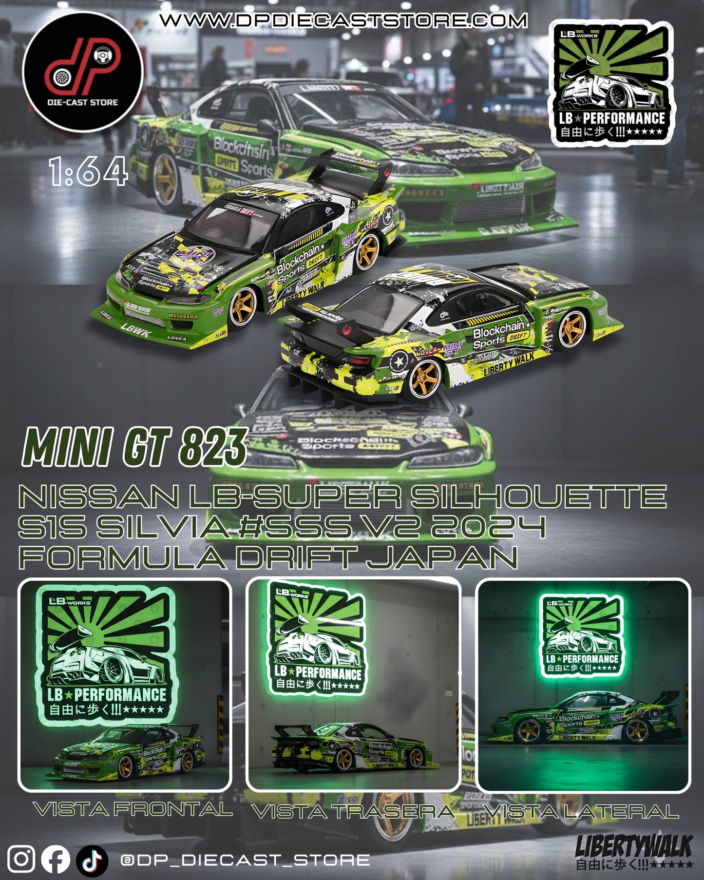 MGT00823   NISSAN LB-SUPER SILHOUETTE S15 SILVIA #555 V2 (2024 FORMULA DRIFT JAPAN)